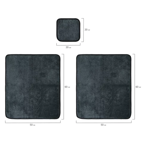 Салфетки из микрофибры для авто супервпитывающие КОМПЛЕКТ 3 шт. (2 шт. – 50х60 см, 1 шт. – 20х20 см), DASWERK (ДАСВЕРК), 609486 - МСК «Форвард»