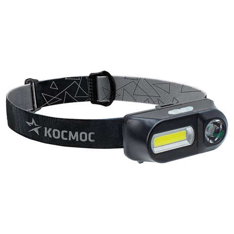 Фонарь налобный аккумуляторный КОСМОС, 3 Вт, LED + 3 Вт, СОВ, Li-ion, заряд от USB, KocH3WDLith 238270
