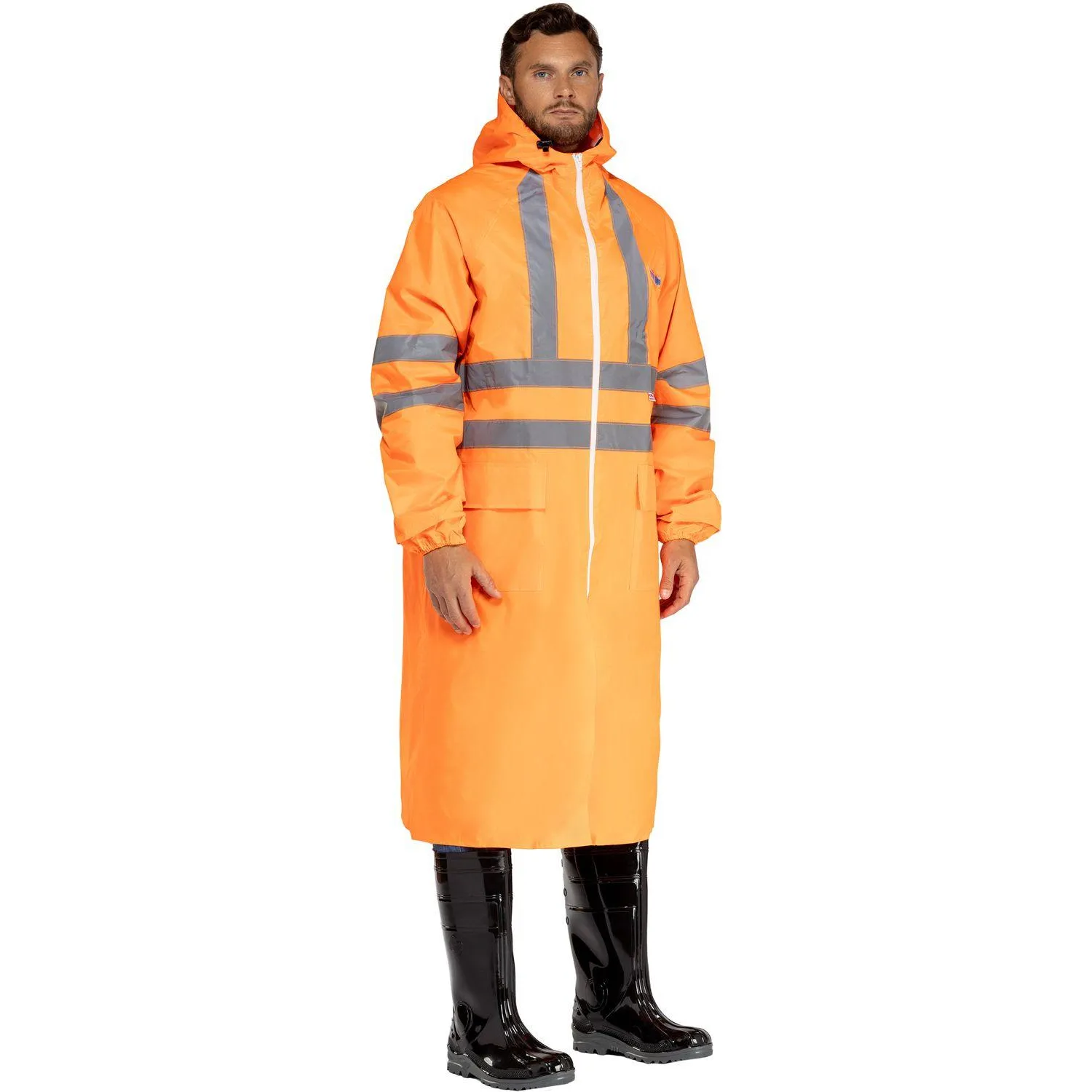 Плащ сигнальный влагозащитный Waterproof Line Extra-V-ПЛ плащёвая ткань с ПВХ покрытием на молнии оранжевый с СОП (размер 96-100 (48-50), рост 182-188) 446592 ЧЕСТНЫЙ ЗНАК!