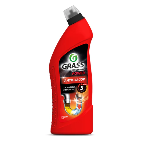 Средство для прочистки канализационных труб 750 мл GRASS DIGGER-GEL POWER, гель, щелочное, 125181 702615 ЧЕСТНЫЙ ЗНАК!