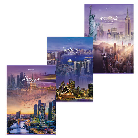 Тетрадь А4 80л. BRAUBERG скоба, клетка, обложка картон, City, 404045