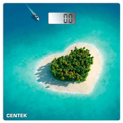 Весы напольные CENTEK CT-2428 "Остров", электронные, вес до 180 кг, квадрат, стекло, с рисунком, CT-2428 Остров 457576