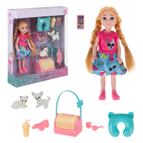 КУКЛА "Alisa Little Love", НАБОР, 2 питомца + 6 аксессуаров, 14,4 см, КОМПЛЕКТ 6ШТ АССОРТИ, 2 вида, 1TOY 666151 - МСК «Форвард»