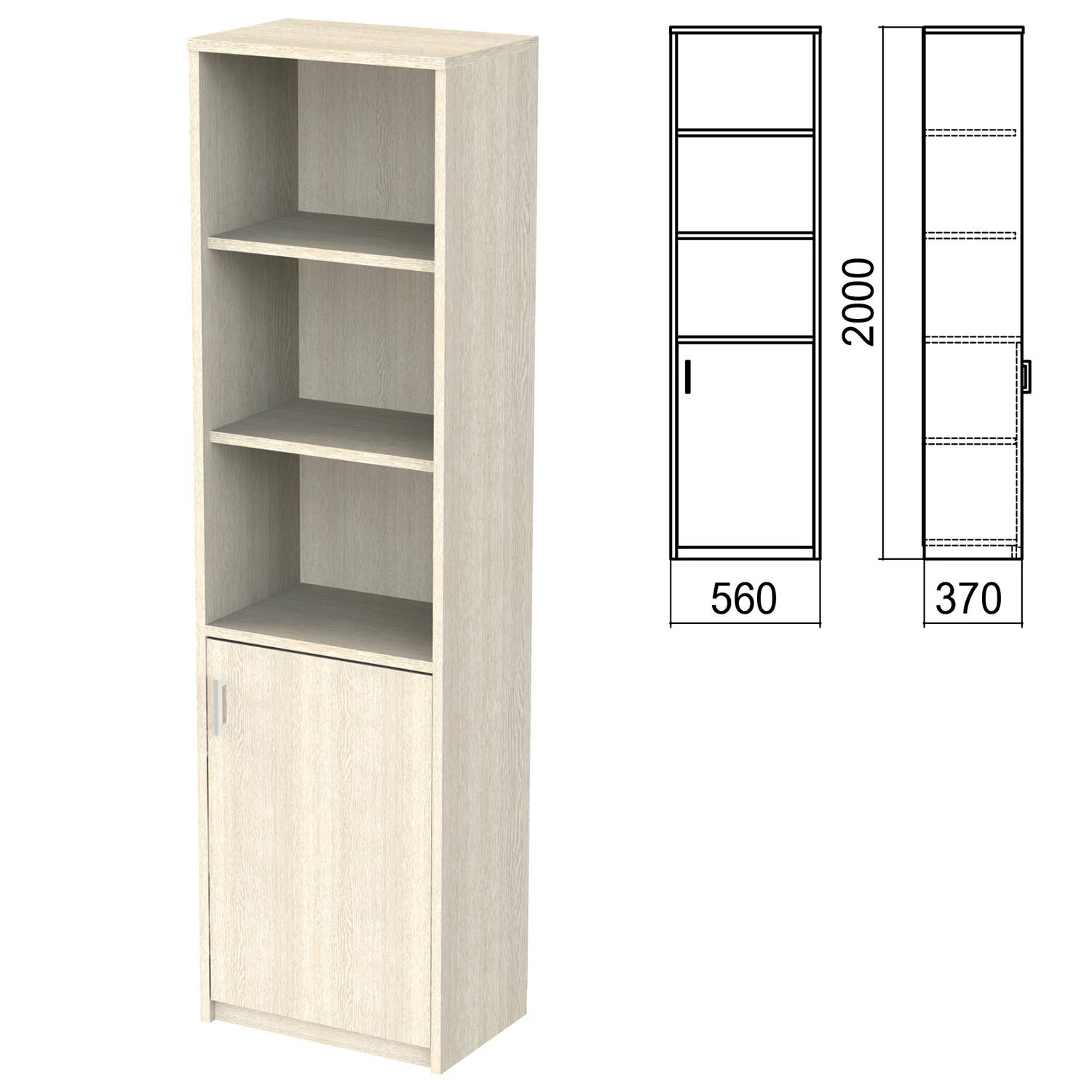 Шкаф полузакрытый "Арго", 560х370х2000 мм, ясень шимо (КОМПЛЕКТ) 981573