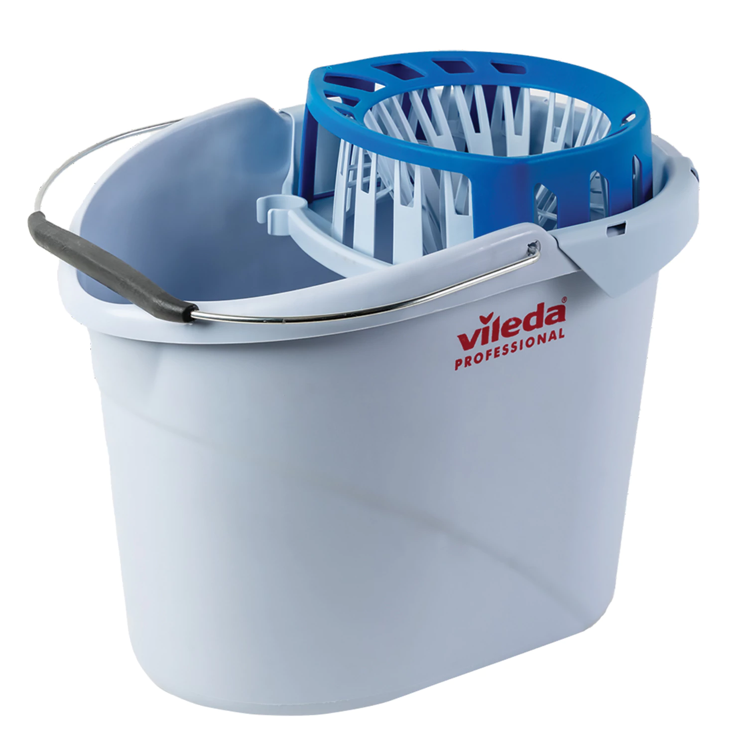 Ведро 10л VILEDA "Супер-моп", КОМПЛЕКТ с системой отжима для веревочных и ленточных МОПов, овальное 602127  