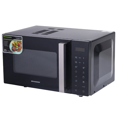 Микроволновая печь без поворотного стола BRASSON (БРАССОН) MW2390D-11GP, ГРИЛЬ, 9 ПРОГРАММ, 23л, 900Вт, сенсорное управление, черная, 454981 - МСК «Форвард»