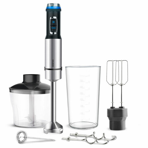 Блендер погружной CENTEK CT-1311, 1500 Вт, 15 скоростей, 5 насадок, стакан, черный 457568