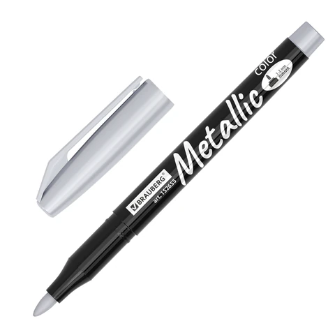 Маркеры для декорирования и рисования ЗОЛОТО и СЕРЕБРО, METALLIC MARKER, линия письма 1-2 мм, BRAUBERG, 152655 - МСК «Форвард»