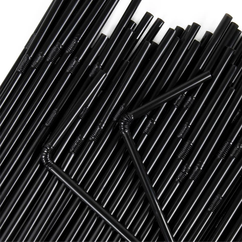 Трубочки для коктейлей гофрированные, пластиковые 5 х 240 мм, черные КОМПЛЕКТ 250 штук, LAIMA, 608359 - МСК «Форвард»