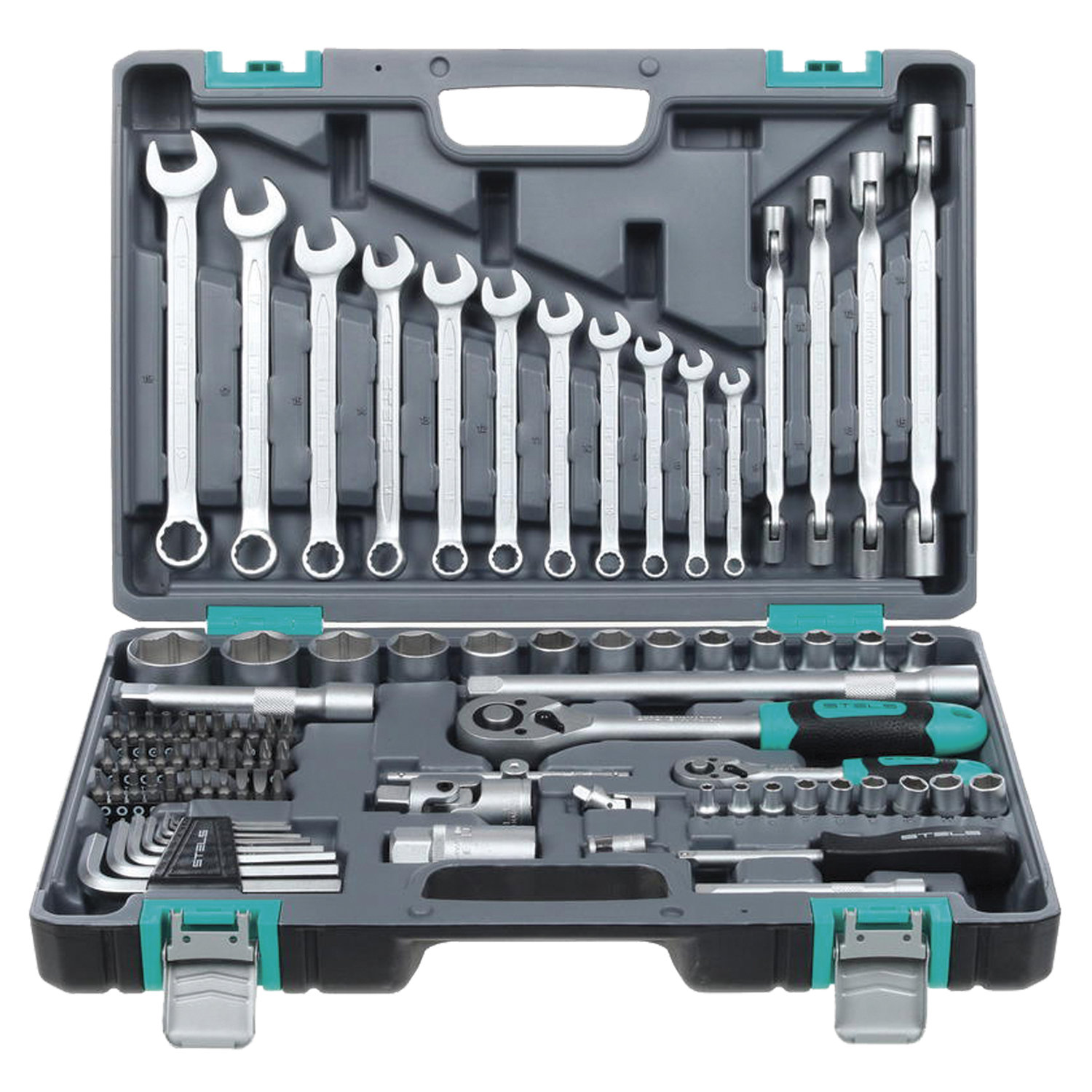 Набор автоинструментов 88 предметов, STELS, 1/4", 1/2", CrV, головки, биты, ключи, кейс, 14109 670573