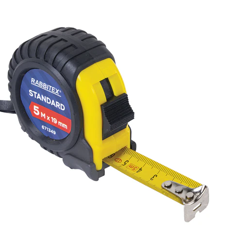Рулетка измерительная 5 м х 19 мм, обрезиненный корпус, с фиксатором, RABBITEX (РАББИТЕКС) Standard, 671349 - МСК «Форвард»