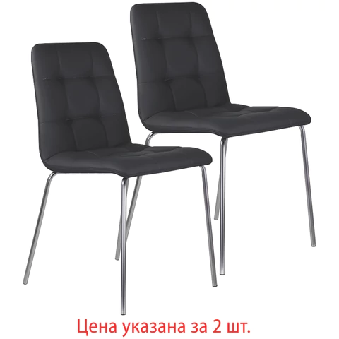 Стулья КОМПЛЕКТ 2 шт. BRABIX "Twins CF-011", хром каркас, экокожа, черный, 532765 - МСК «Форвард»