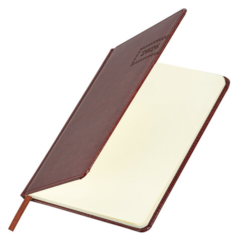 Еженедельник датированный 2026, А5, 145х215 мм, BRAUBERG "Imperial", под кожу, коричневый, 117173 - МСК «Форвард»