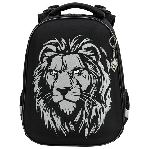 Ранец BRAUBERG SHINY, 2 отделения, с брелком, "Savage lion", светящийся рисунок, 38х28х14 см, 272039 - МСК «Форвард»