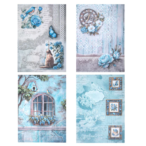 Бумага для скрапбукинга 15х21 см "В лазурных тонах", двусторонняя, 12 листов, 240 г/м2, ОСТРОВ СОКРОВИЩ, 665442 - МСК «Форвард»