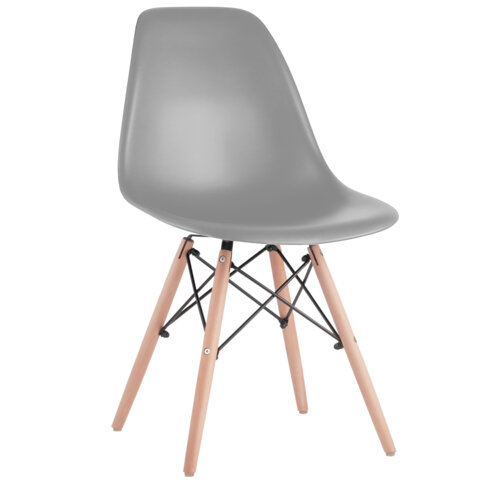 Стулья BRABIX "Eames CF-010", КОМПЛЕКТ 4 шт., пластик серый, опоры дерево/металл, 532632, 2033A - МСК «Форвард»