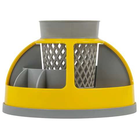 Подставка-органайзер STAFF "Attraction", 9 отделений, вращающаяся, серая/желтая, 238318 - МСК «Форвард»