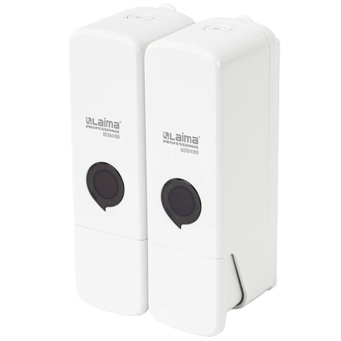 Дозатор двойной 2 х 0,3 л для жидкого мыла/шампуня/геля LAIMA PREMIUM, НАЛИВНОЙ, белый, ABS-пластик, 609499 - МСК «Форвард»