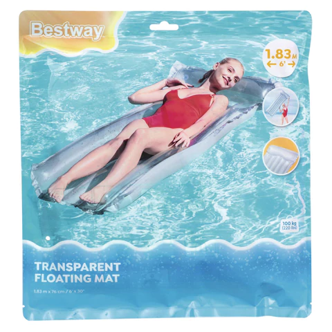 Надувной матрас для плавания "Прозрачный", 183х76 см, до 100 кг, АССОРТИ, BESTWAY, 44013 680093 - МСК «Форвард»