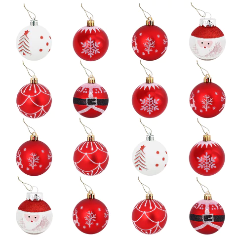 Шары ёлочные 16 шт., 6 см, "Русская Зима", пластик, цвет: красный/белый, ЗОЛОТАЯ СКАЗКА, 591984 - МСК «Форвард»