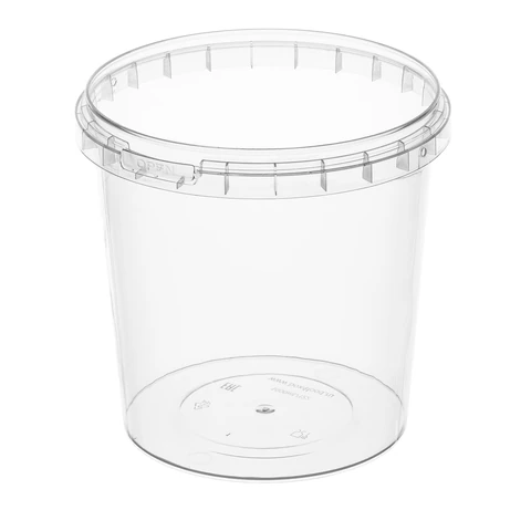 Банка с крышкой 1000 мл, пластиковая, КОМПЛЕКТ 150шт под пресервы, с контрольным замком, диаметр 122 мм, ВЗЛП, 1217КП 609217