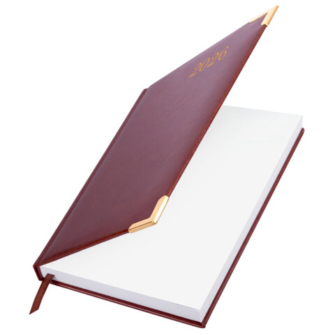 Ежедневник датированный 2026, А5, 138x213 мм, BRAUBERG "Senator", под кожу, коричневый, 117090 - МСК «Форвард»