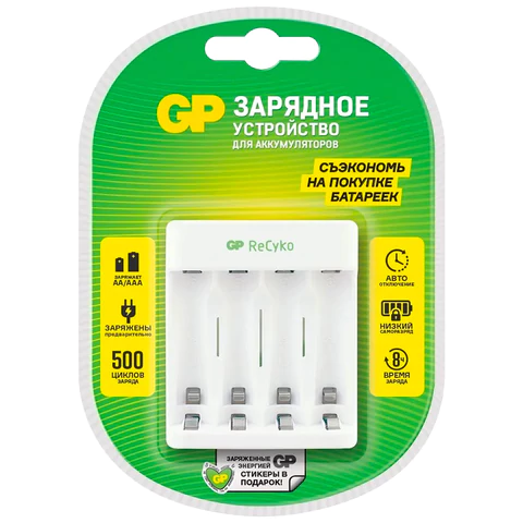 Зарядное устройство GP Е411 для 4-х аккумуляторов, блистер, Е411CS-2CR1 456698