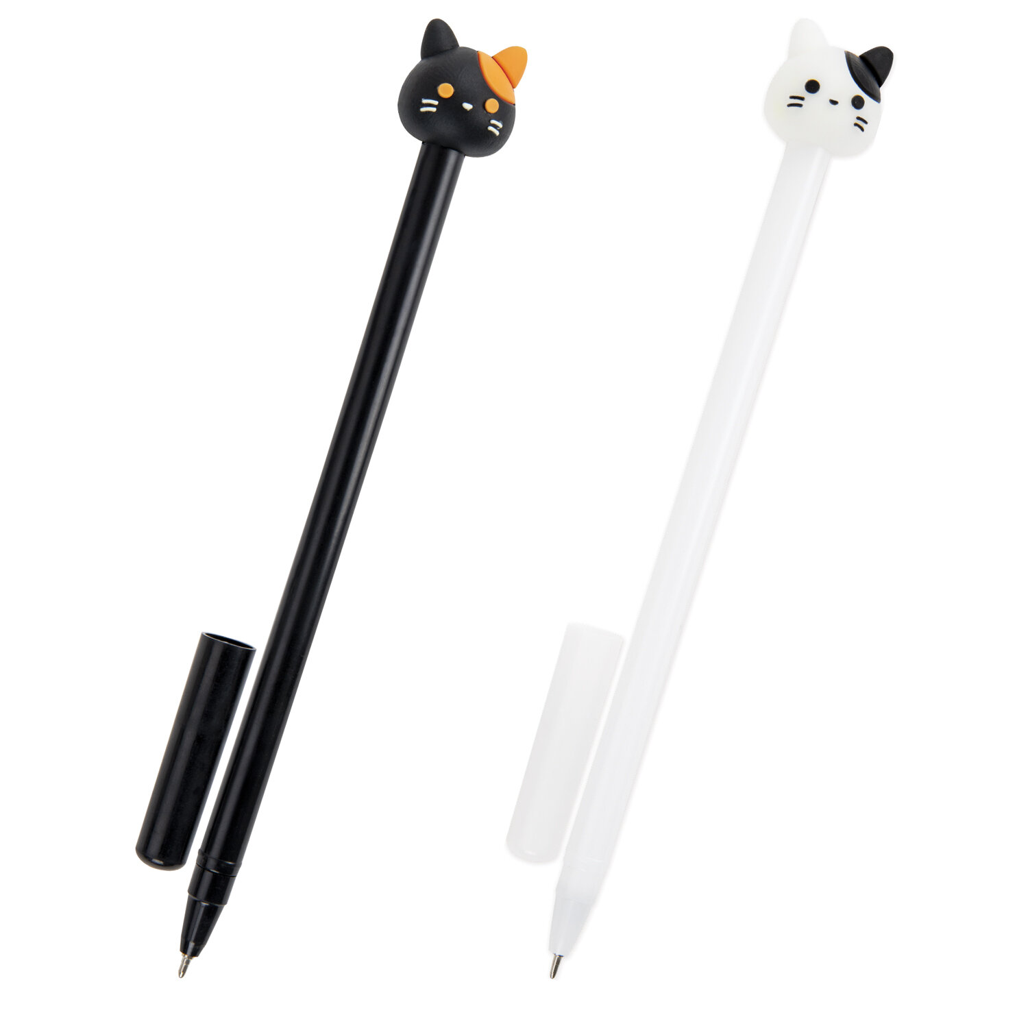 Ручка с топпером шариковая ЮНЛАНДИЯ "Кошка", корпус ассорти, СИНЯЯ, узел 0,7мм, КОМПЛЕКТ 12шт 143804