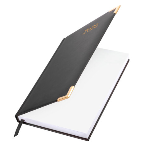 Ежедневник датированный 2026, А5, 138x213 мм, BRAUBERG "Senator", под кожу, черный, 117094 - МСК «Форвард»