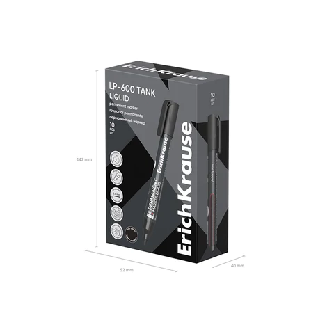 Маркер перманентный с жидкими чернилами ERICH KRAUSE LP-600 "Tank Liquid", ЧЕРНЫЙ, 2,5 мм, 48769 152663 - МСК «Форвард»