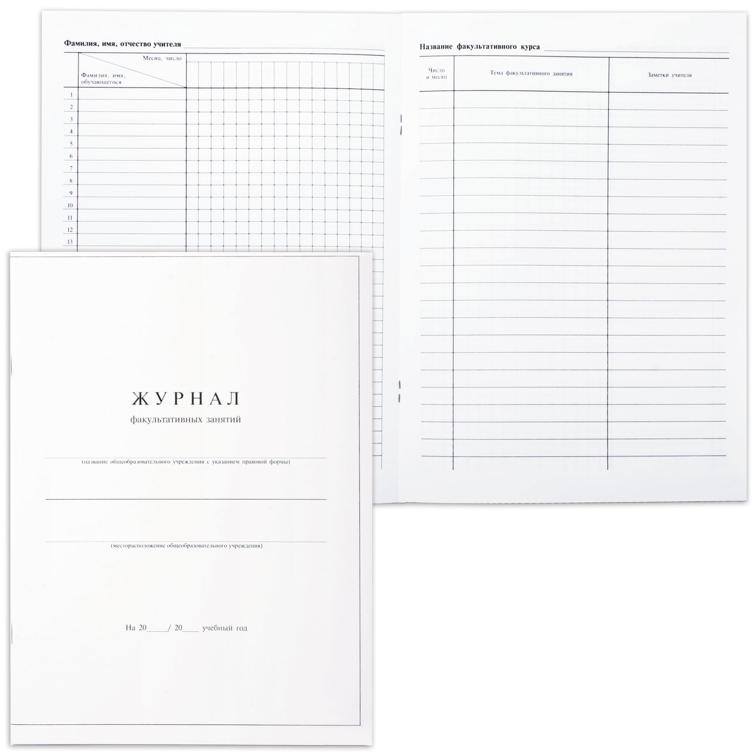 Книга "Журнал факультативных занятий", 24л, А4 205*282мм, мел.карт.обл., блок офсет, 15855 123702
