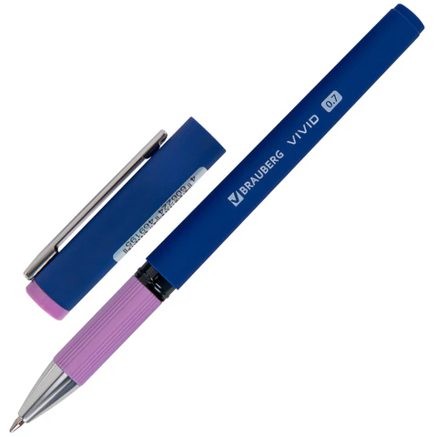Ручка шариковая с грипом BRAUBERG "VIVID PASTEL", СИНЯЯ, SOFT TOUCH покрытие, узел 0,7 мм, линия письма 0,35 мм, 144399 - МСК «Форвард»