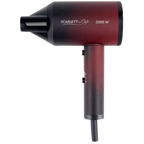 Фен SCARLETT SC-HD70I38, 2000 Вт, 2 скорости, 3 температурных режима, ионизация, черный/бордовый 457205 - МСК «Форвард»