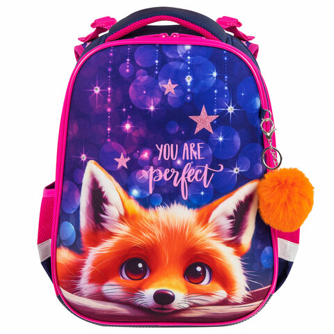 Ранец BRAUBERG PREMIUM, 2 отделения, с брелоком, "Cute fox", LED-ЛАМПОЧКИ, 38х29х16 см, 272019 - МСК «Форвард»