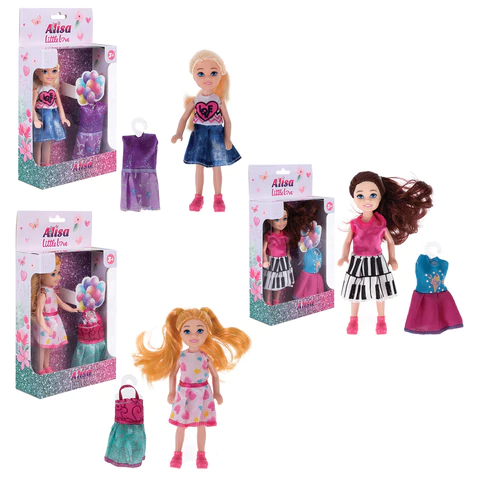 КУКЛА "Alisa Little Love", НАБОР, 2 платья, 14,4 см, КОМПЛЕКТ 6ШТ АССОРТИ, 3 вида, 1TOY 666150 - МСК «Форвард»