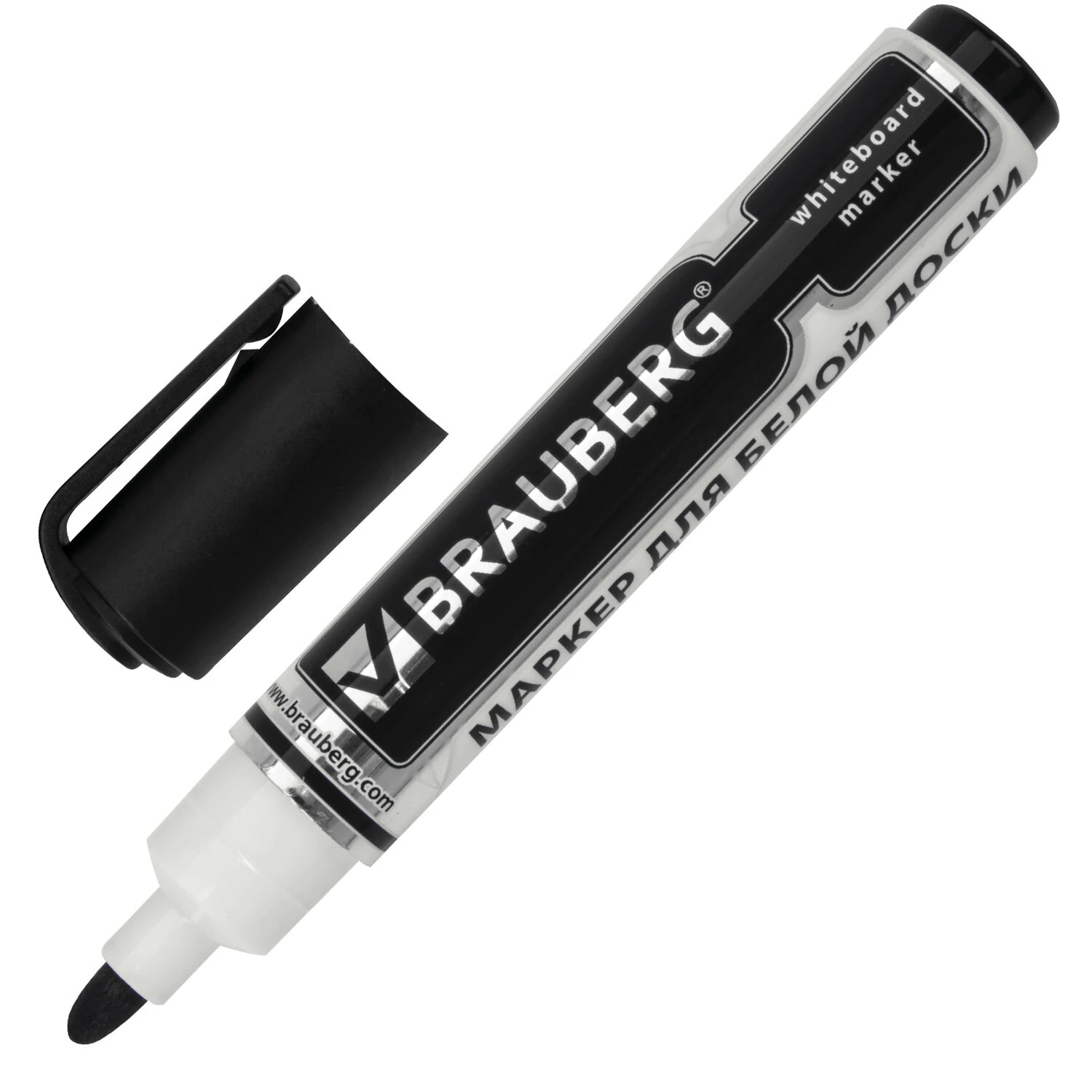 Маркер стираемый для белой доски ЧЕРНЫЙ, BRAUBERG "Neo", с клипом, 5 мм, 150487