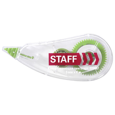 Корректирующая лента STAFF College 5мм*6м, корпус прозрачный, блистер, 226807