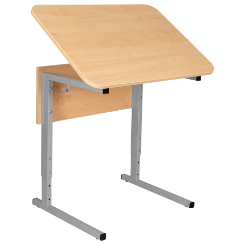 Стол-парта 1-местный, регулируемый угол, СУТ.54-01, 600х500х520-640 мм, рост 2-4, серый каркас, ЛДСП клён 532701 - МСК «Форвард»