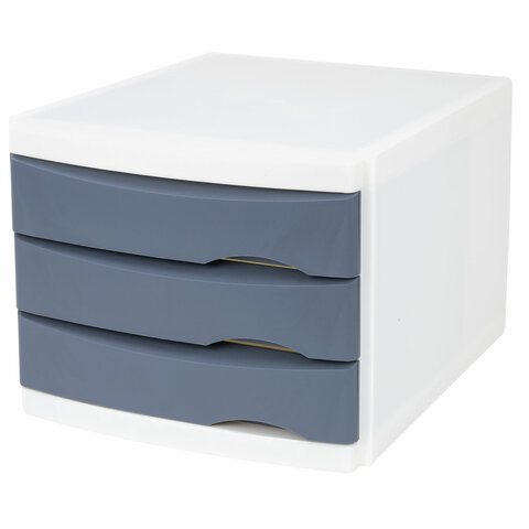 Бокс с 3 выдвижными лотками, корпус светлый, лотки серые, 235х300х355 мм, BRAUBERG "Office-Expert", 238040 - МСК «Форвард»