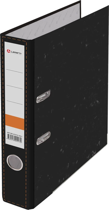 Папка регистратор 80мм А4 РР черная мрамор, металлическая окантовка, карман AF0701-BK1/AF0701-BK1 Lamark (Ламарк) 128/73050