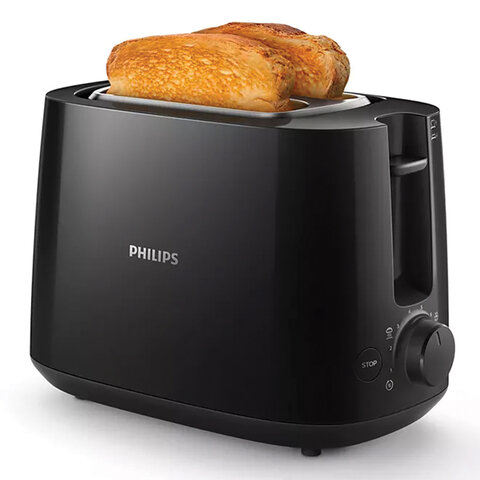 Тостер PHILIPS HD2581/90, 830 Вт, 2 тоста, 8 режимов, пластик, черный 456941 - МСК «Форвард»