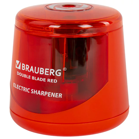 Точилка электрическая BRAUBERG DOUBLE BLADE RED, двойное лезвие, питание от 2 батареек АА, 271338 - МСК «Форвард»