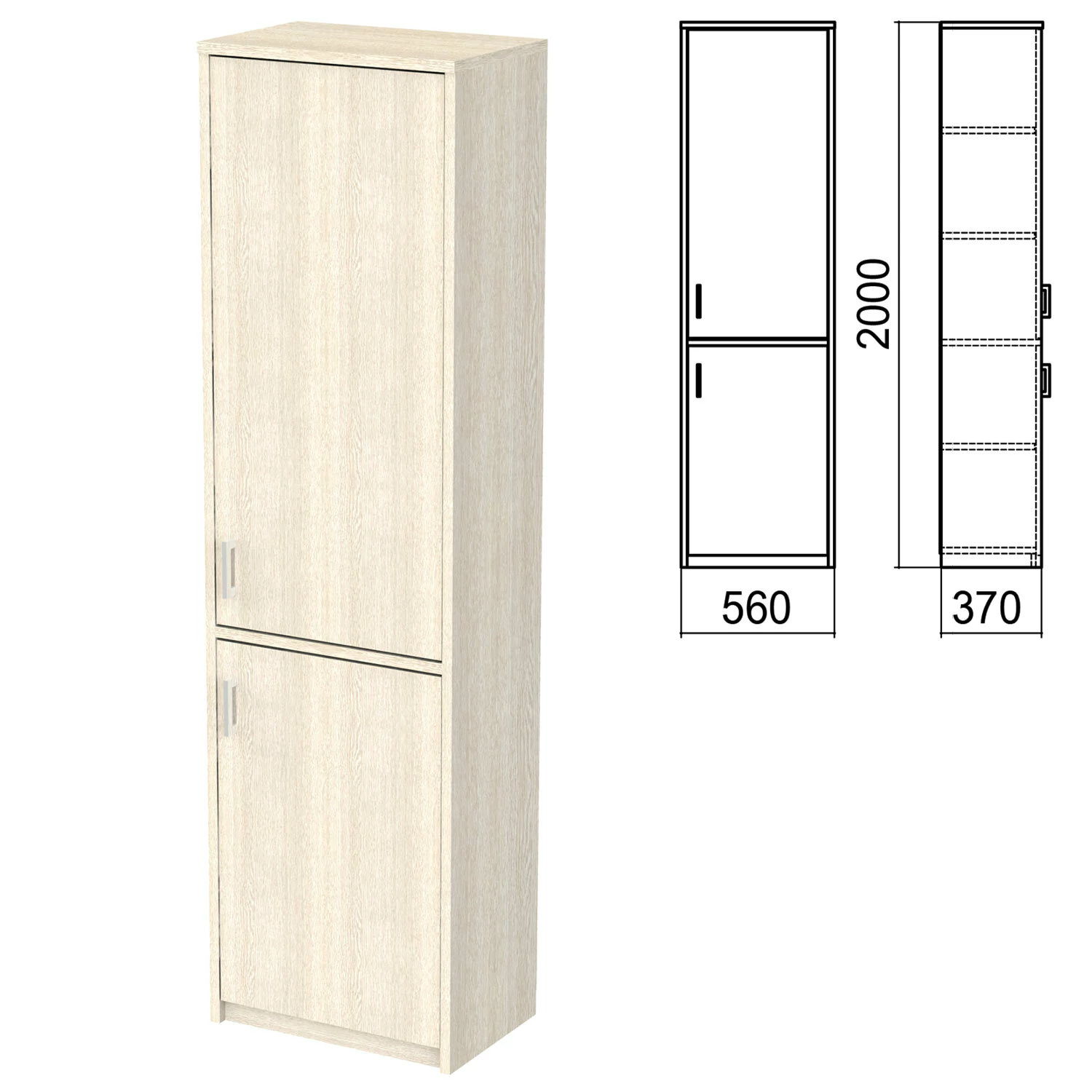 Шкаф закрытый "Арго", 560х370х2000 мм, ясень шимо (КОМПЛЕКТ) 981578