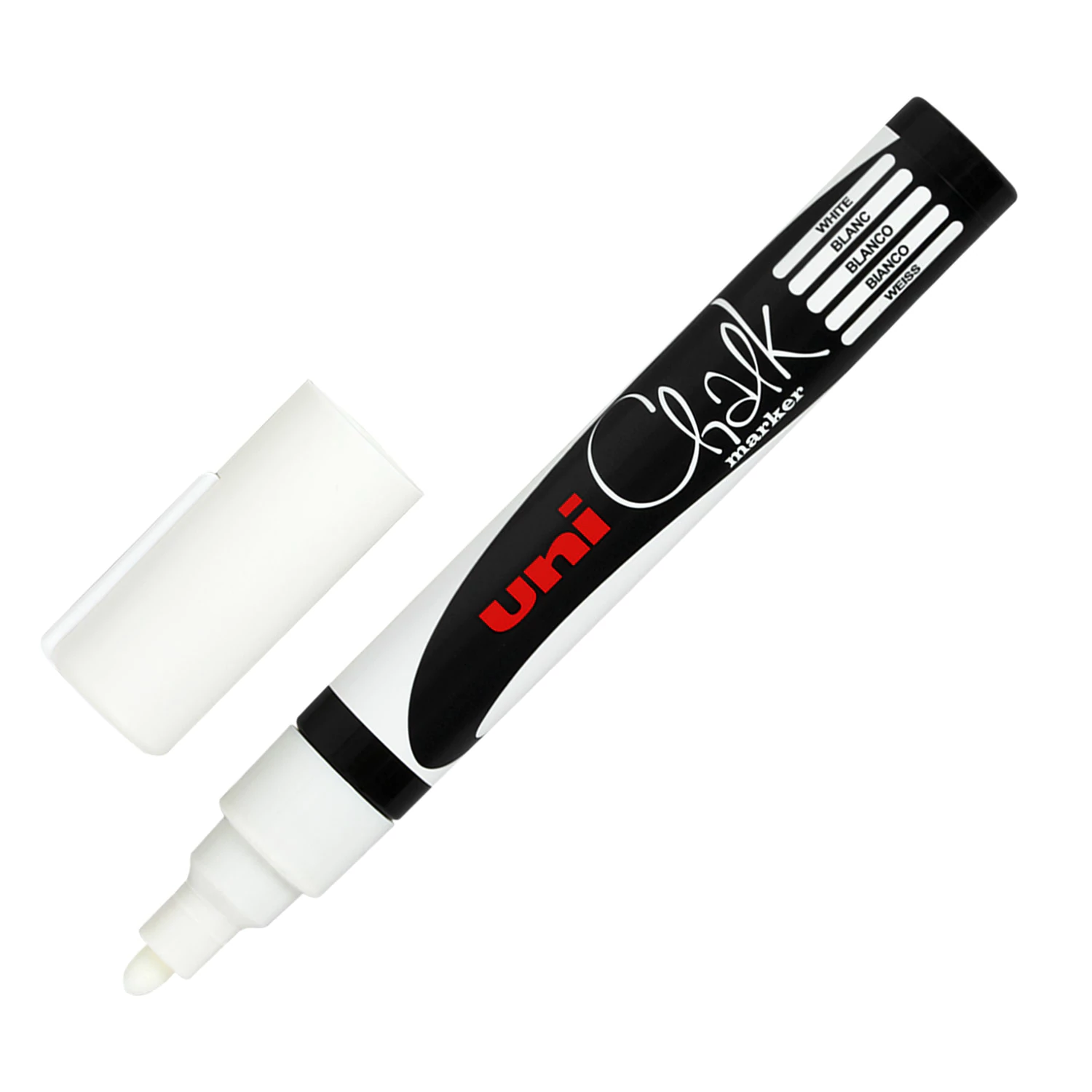Маркер меловой UNI Chalk, 1,8-2,5мм, БЕЛЫЙ, влагостираемый, для гладких поверхностей, PWE-5M 142628 