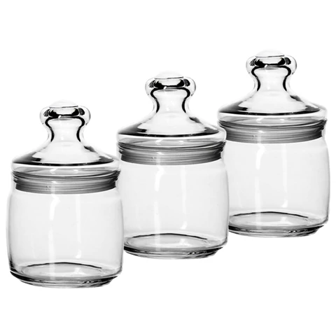 Банки с крышкой CESNI для сыпучих продуктов, НАБОР 3 шт, 500 мл, стекло, PASABAHCE, 97424 601269