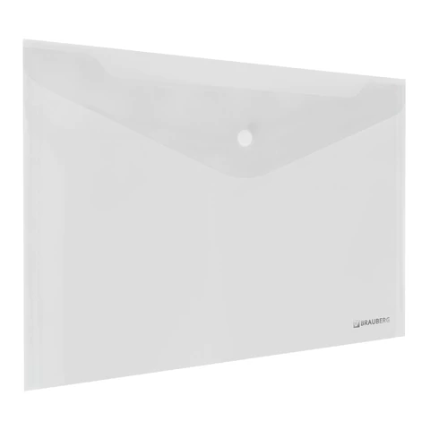 Папка-конверт с кнопкой BRAUBERG "SUPER", А4, прозрачная, ПРОЧНАЯ 0,2 мм, 272876 - МСК «Форвард»