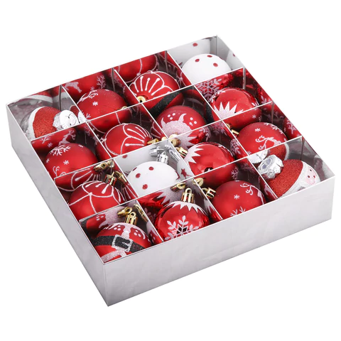 Шары ёлочные 16 шт., 6 см, "Русская Зима", пластик, цвет: красный/белый, ЗОЛОТАЯ СКАЗКА, 591984 - МСК «Форвард»