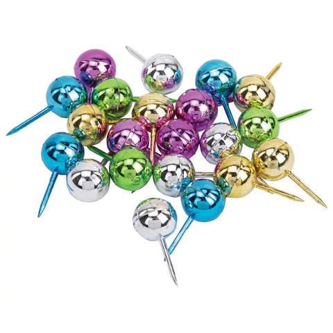 Силовые кнопки-гвоздики BRAUBERG METALLIC, цвет ассорти металлик (шарики), 50 штук, 10 мм, 272757 - МСК «Форвард»