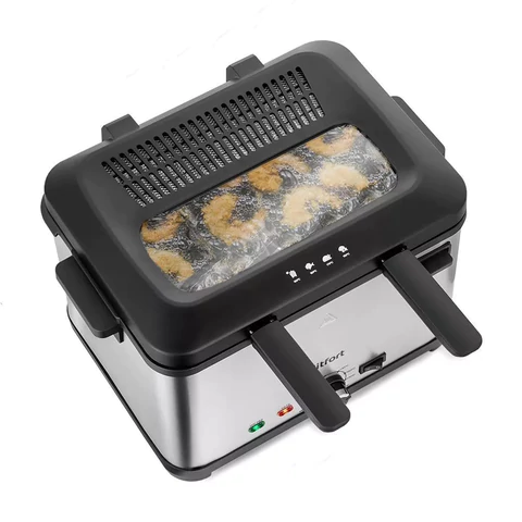 Фритюрница KITFORT KT-6240, 2000 Вт, объем 4,8 л, регулировка 130-190 °С, 3 корзинки, черная/серебристая, КТ-6240 458192 - МСК «Форвард»