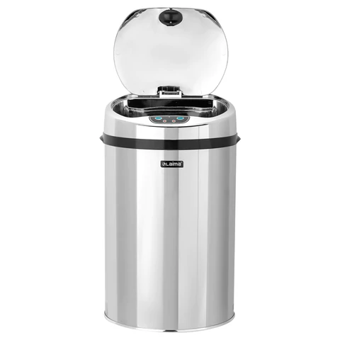 Ведро для мусора СЕНСОРНОЕ 12 л, нержавеющая сталь, зеркальная крышка, питание от 4-х батареек AA (не входят в комплект), LAIMA, 609327 - МСК «Форвард»